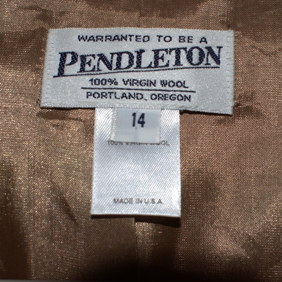 Pendleton Blazer Womens 14 Tan Neutral 100%  Wool 2 Button Jacket Light Academia - Picture 4 of 8